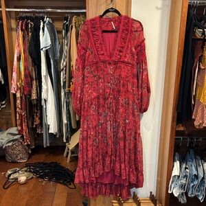 Free People Red Floral Maxi Dress